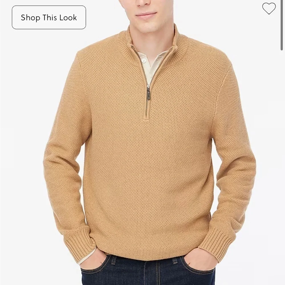 J crew Cotton honeycomb knit half-zip